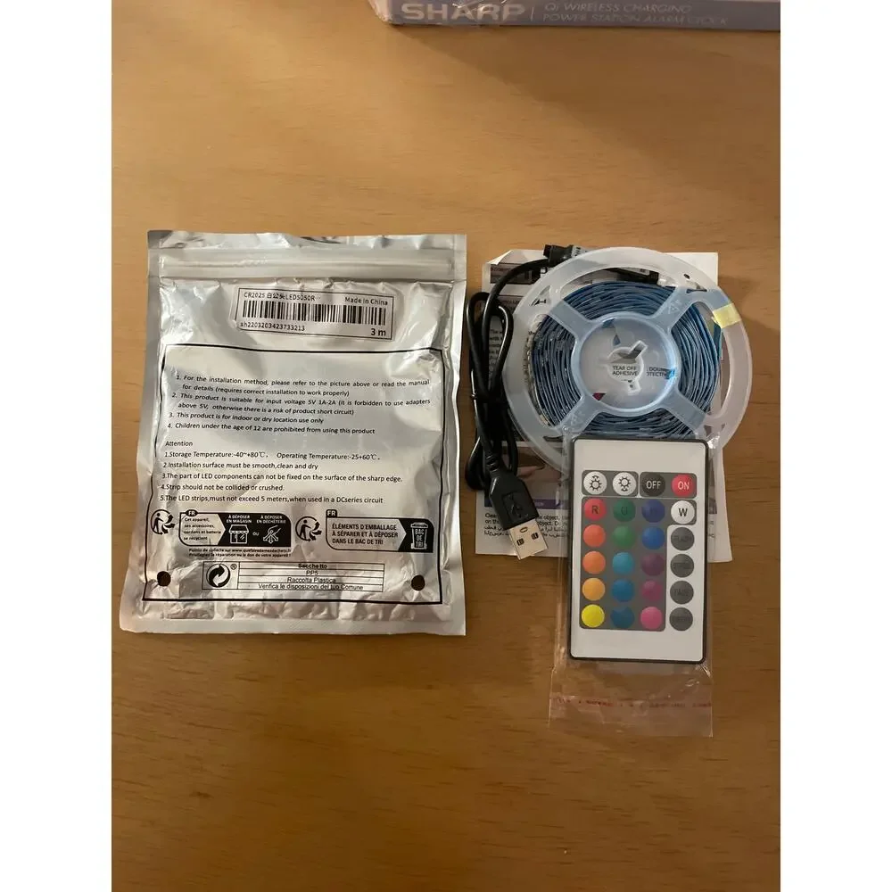 New LED Lights Strip USB Cable and Remote Multi Colors Flash Strobe Fade 10’